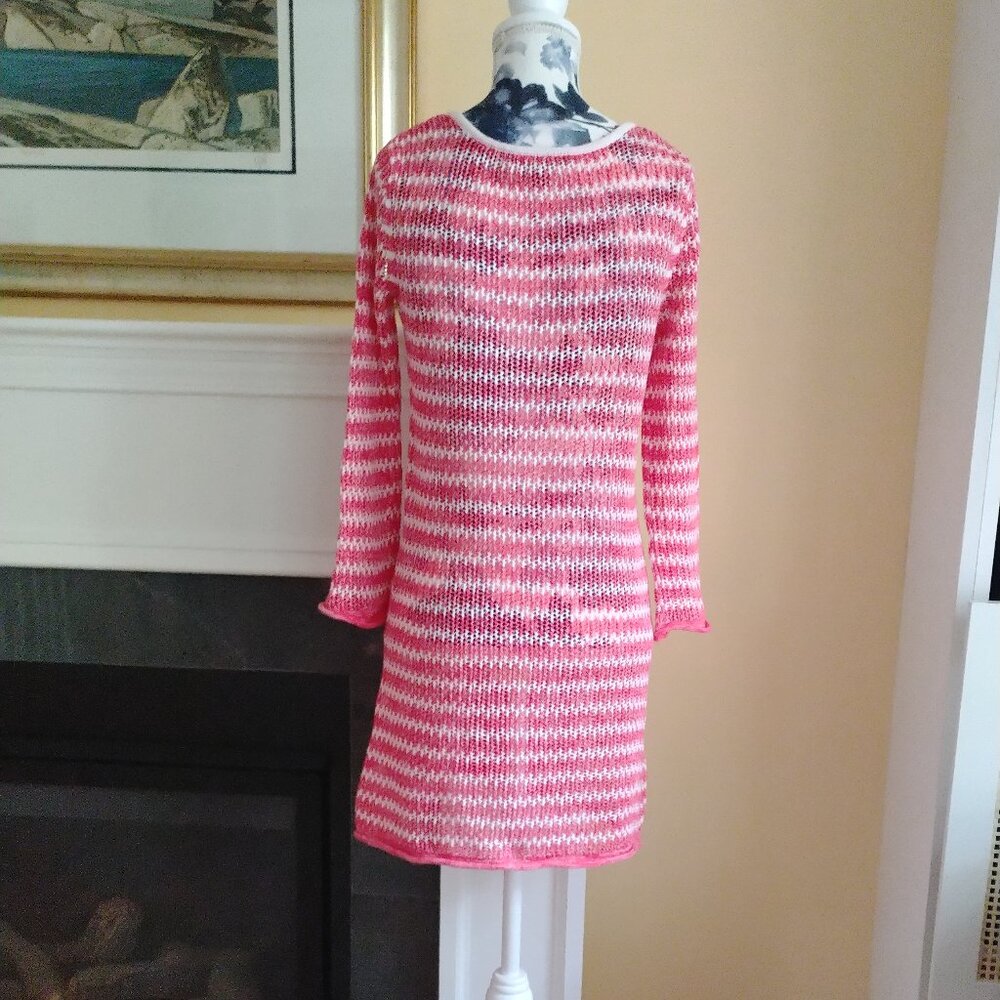 Tommy Bahama Linen Blend Coral Stripe Sweater Knit Dress, XS - Picture 6 of 10